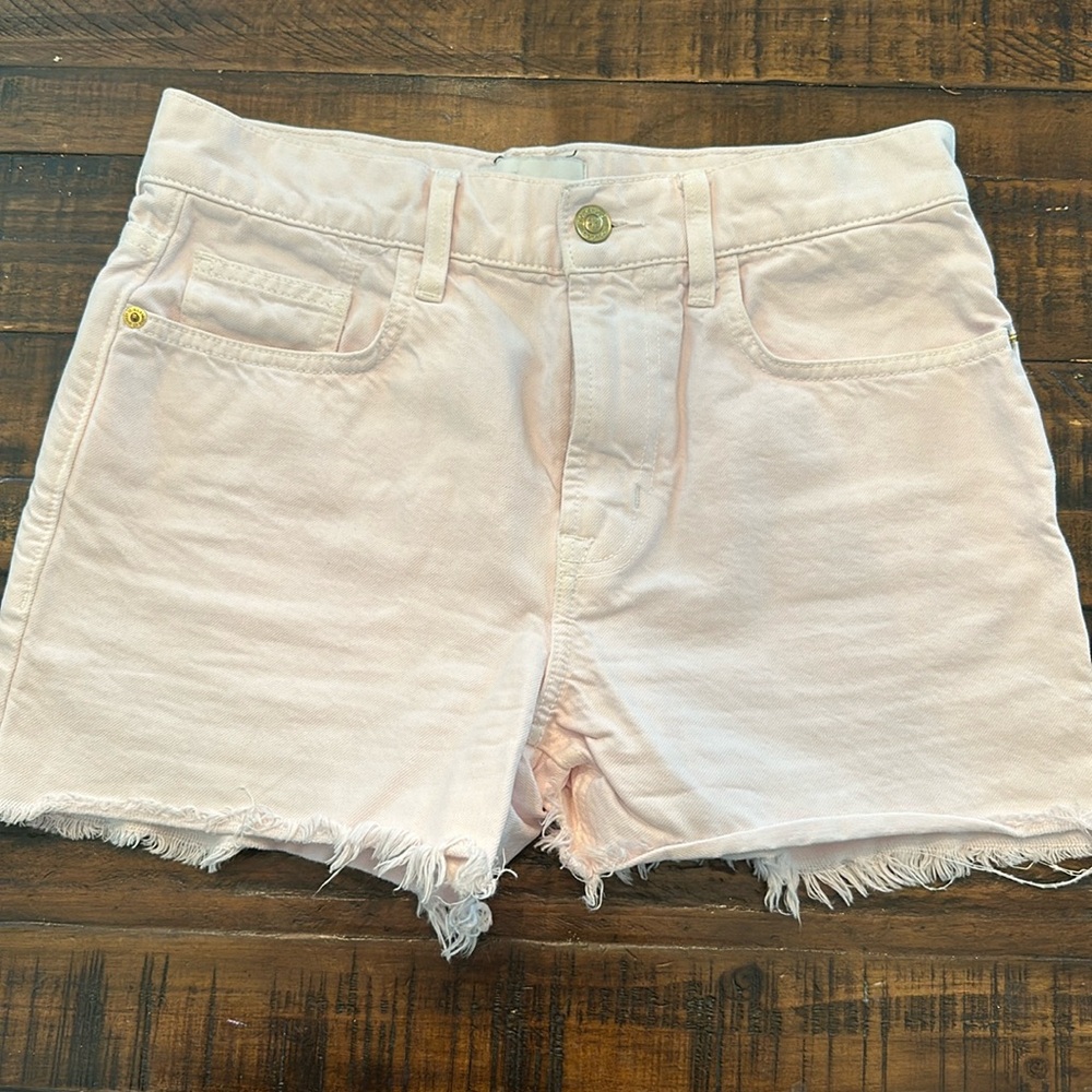Current Elliott light pink denim cutoff shorts